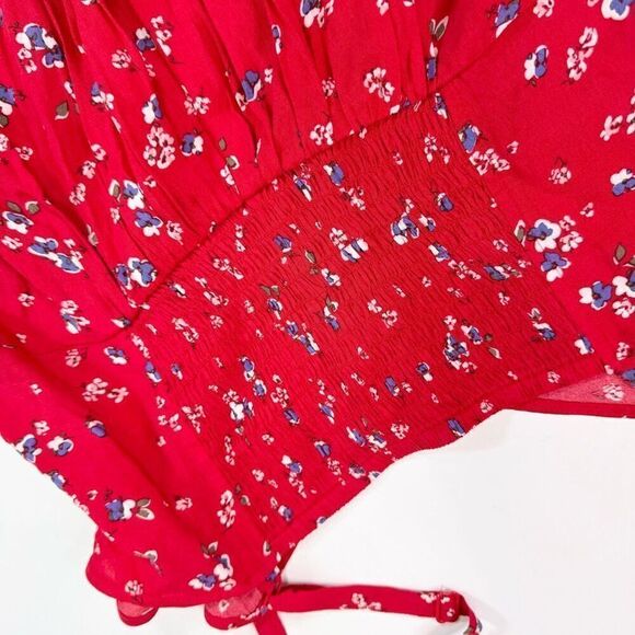 Express Dress Womens XL Red Floral skater Keyhole dainty Mini flowy sleeveless - Picture 7 of 11